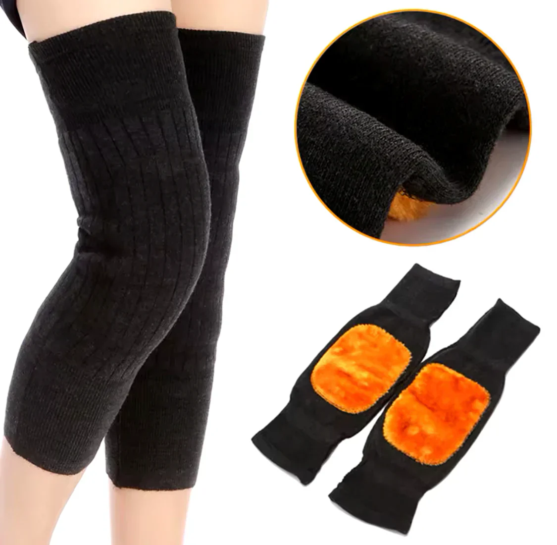 Knee Warmer - Woolen Blend Thermal Leg Warmers - 1 Pair Knee Pad - Unisex Elastic Knee Pads For Men & Women - Image 11