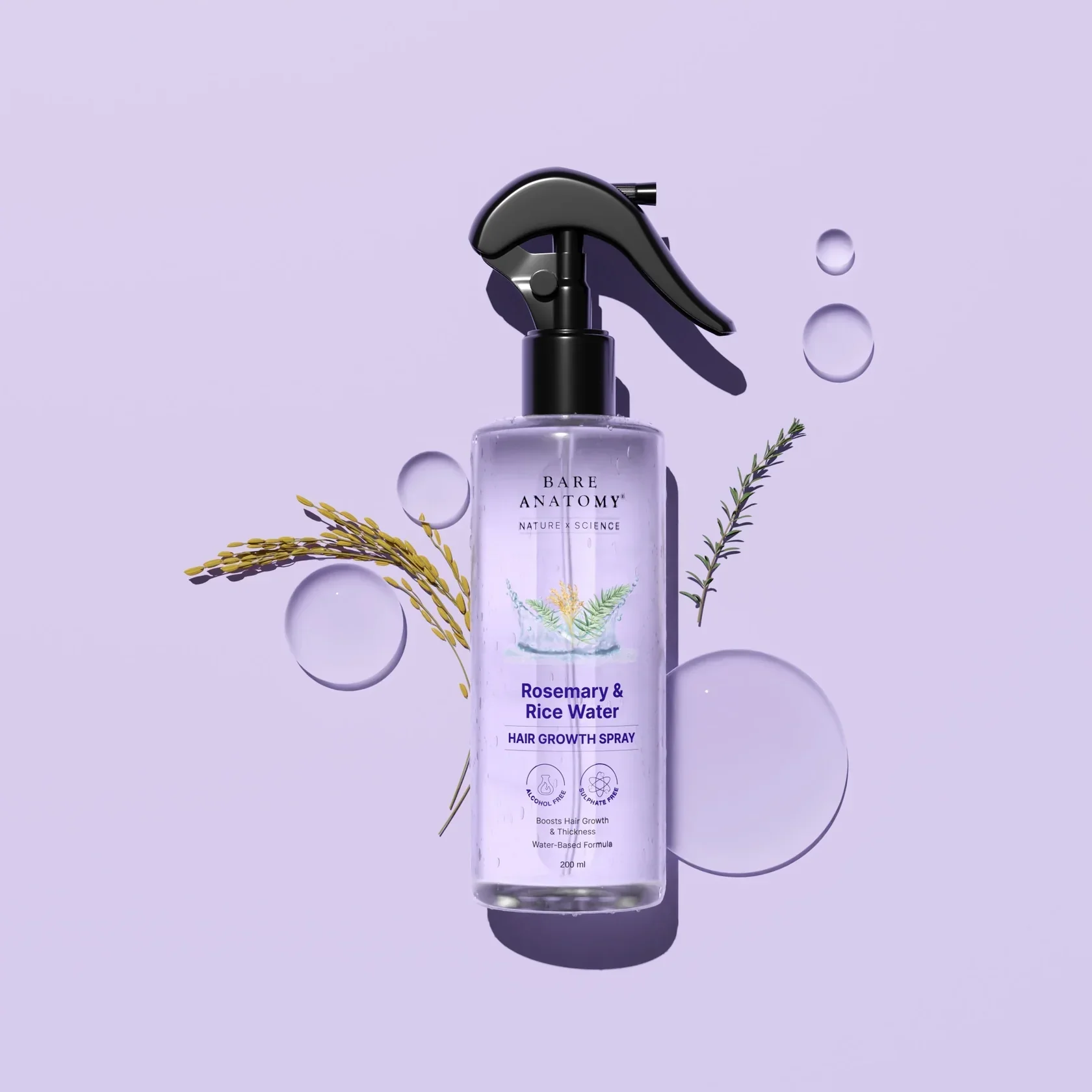 Rosemary & Rice Water Spray For Natural Hair Growth & Hair Thickness